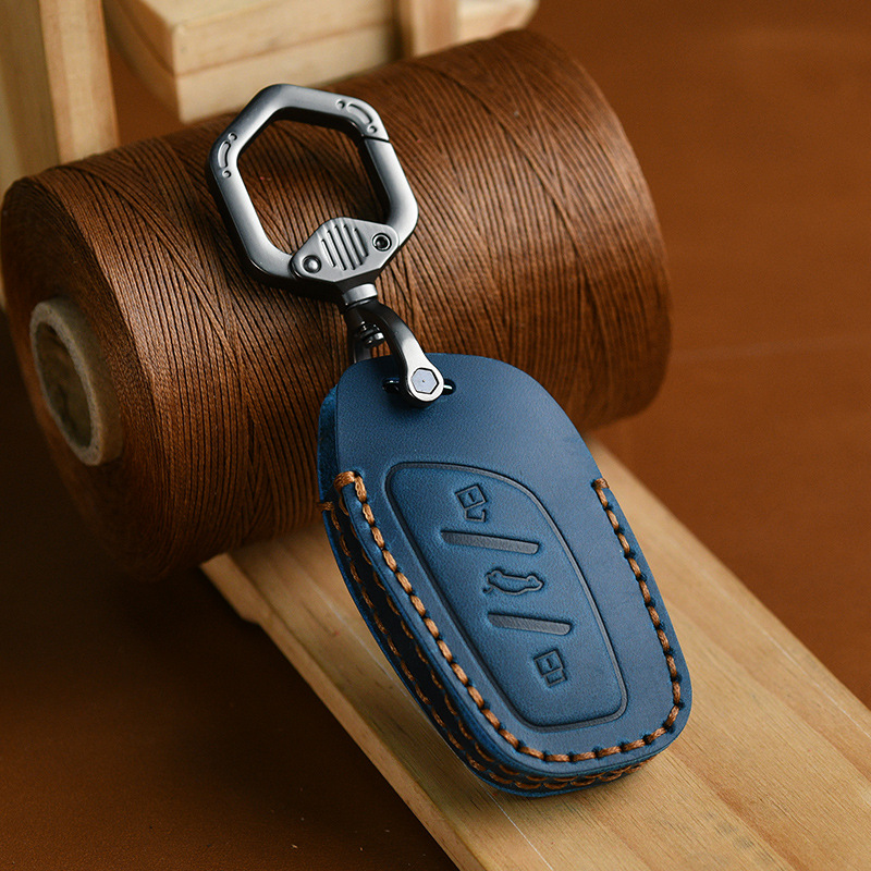 Load image into Gallery viewer, Roewe Handcrafted Genuine Leather Car Key Fob Case Cover For Roewe i5, RX5, i6 MAX, RX3, IMAX8, MG5
