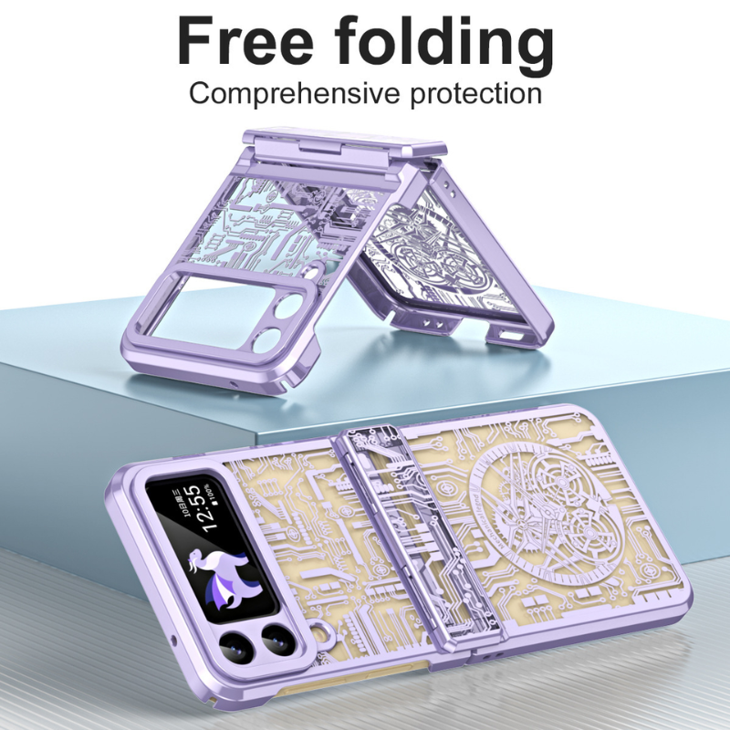 Samsung Galaxy Z Flip 6 SM-F741 Mechanical Electroplated Flat Hinge Shockproof Fashion-Forward Series Case - i-Station Mobile Phone & Electronic Device Repair and Accessories