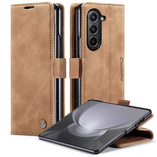 [With Card Slot] Samsung Galaxy Z Fold 6 SM-F956 Matte PU Leather Shockproof Wallet Series Case