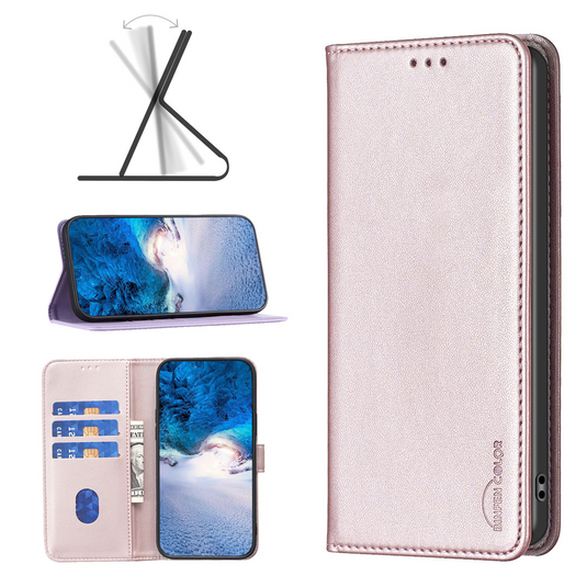[With Card Slot][Adjustable Stand] Google Pixel 8/8A/8 Pro - Pure Color Drop Proof PU Leather Flip Wallet Series Case