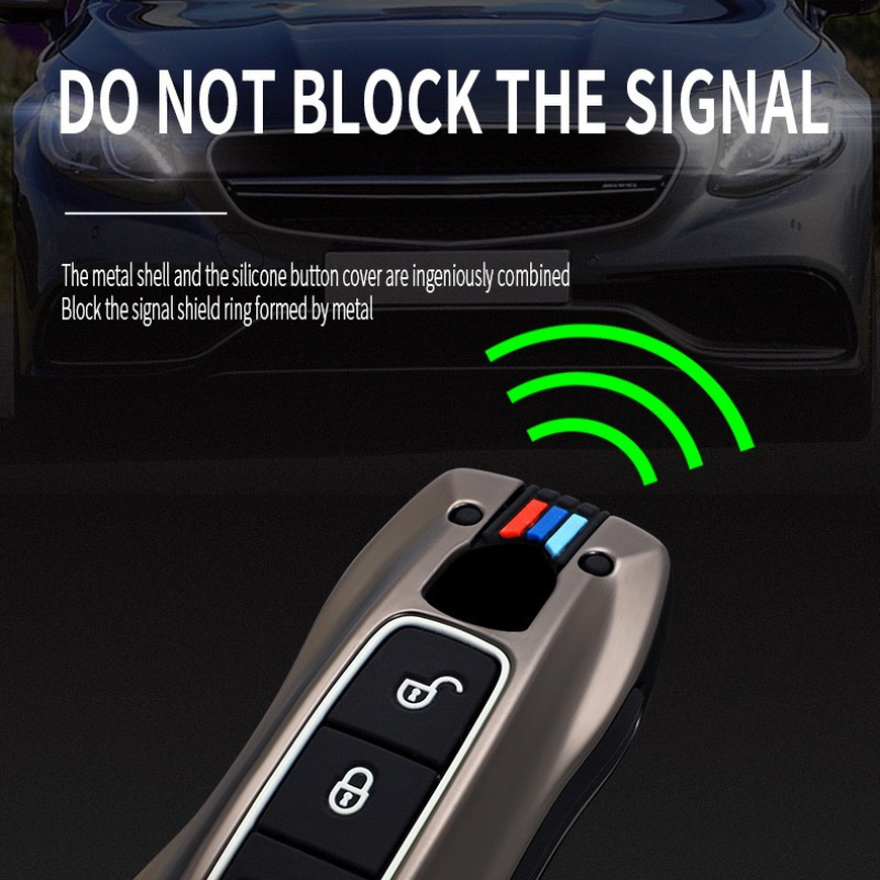 Load image into Gallery viewer, Porsche Metal Shell &amp; Soft Silicone Full Protection Car Key Fob Case Cover For Cayenne, Panamera, 911
