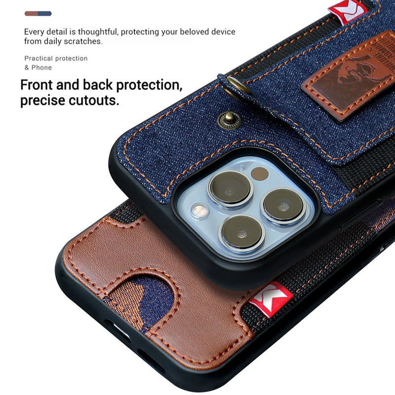 Load image into Gallery viewer, [With Pocket Strap][With Card Slot] Apple iPhone 14/Pro/Plus/Pro Max Carving Plating Full-Protection Shockproof Fashion-Forward Series Case
