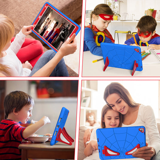 [Built-in Stand] Apple iPad 5/6 9.7'' 5/6th Gen (2017/2018) Spiderman Cartoon Kids Full-cover Silicone Shockproof Case