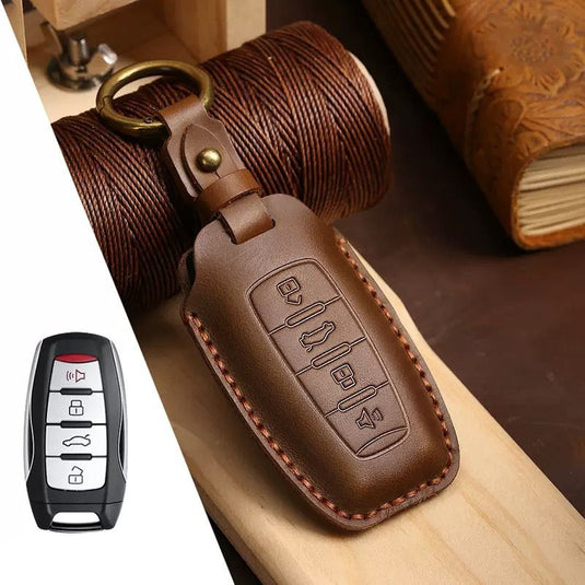 Great Wall Handcrafted Genuine Leather Car Key Fob Case Cover For ORA Good Cat, Lightning Cat, Black Cat, Ballet Cat, Good Cat GT, White Cat