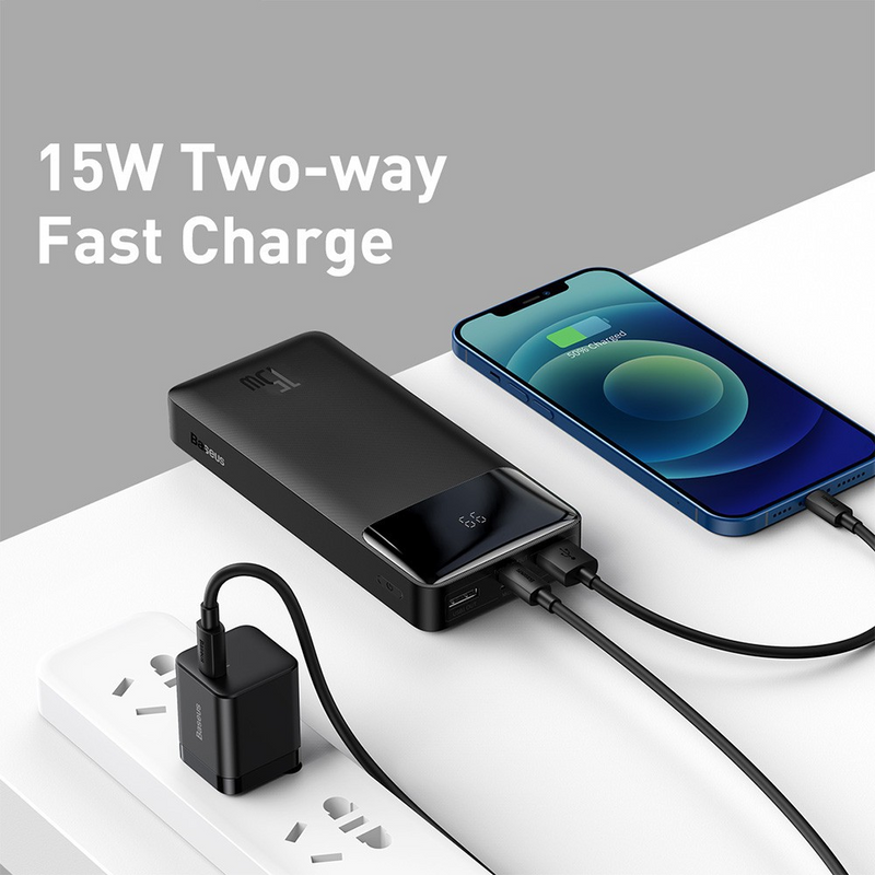 Load image into Gallery viewer, Baseus Bipow Digital Display Power Bank 20000mAh 15W (Overseas Edition) PPBD050101-Black
