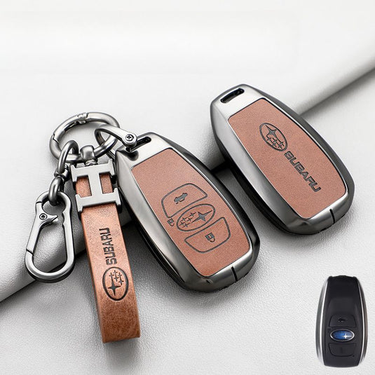 Subaru Zinc Alloy + PU Leather Car Key Fob Protective Cover Case For Outback, Forester, Impreza, WRX, XV, Crosstrek, Legacy