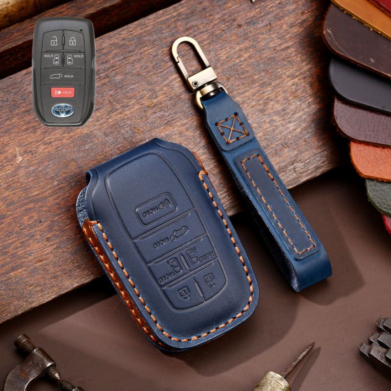 Load image into Gallery viewer, Toyota Handcrafted Genuine Leather Car Key Fob Protective Case Cover For Highlander, RAV4, Camry, Sienna, Tacoma, 4Runner, Tundra, Sequoia, Land Cruiser
