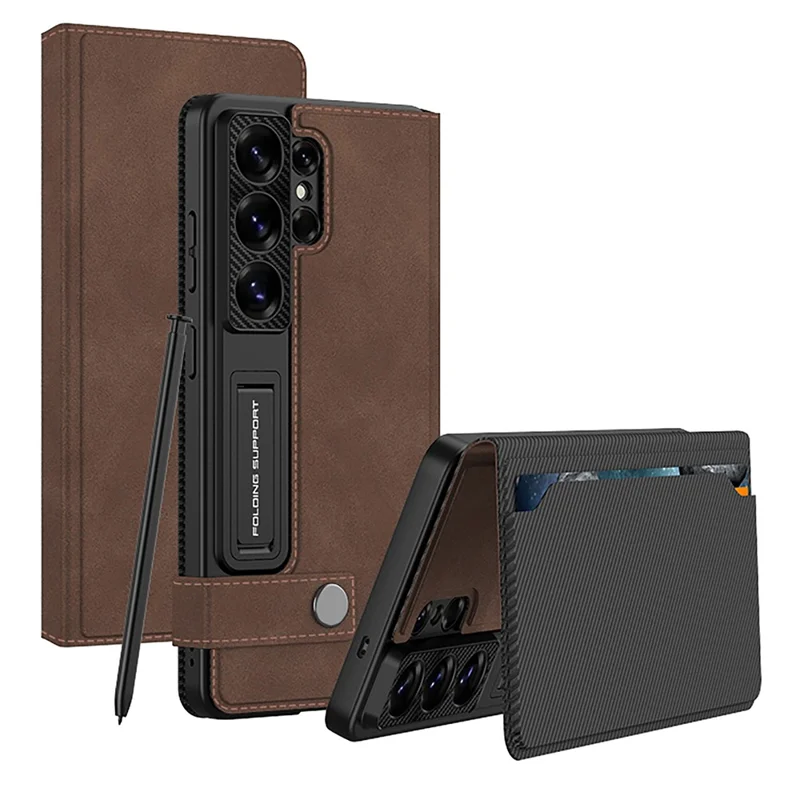 Load image into Gallery viewer, [With Card Slot] Samsung Galaxy S26 Ultra - Business Style Matte Leather Flip Magnetic Clasp Wallet Case
