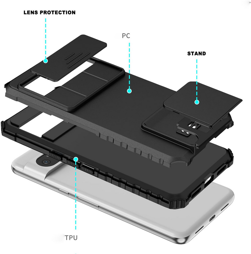 Load image into Gallery viewer, [With Sliding Cover][Built-in Stand] Google Pixel 8/Pro PC+TPU Multi-functional Stand Shockproof Protective Case
