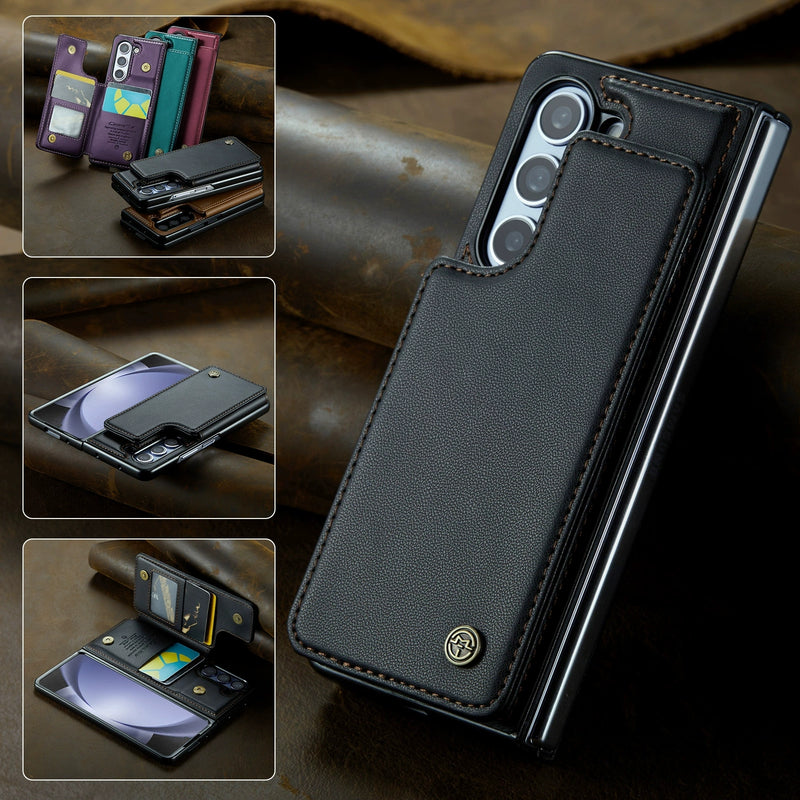 Load image into Gallery viewer, Samsung Galaxy Z Fold 6 (SM-F956) Premium Leather Flip Shockproof Wallet Series Case
