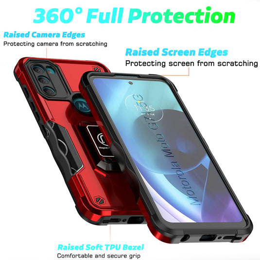 [Built-in Ring Bracket] Motorola Moto Edge 20 Lite/Pro Hybrid Soft Silicone Hard PC Shockproof Protection Heavy Duty Series Case