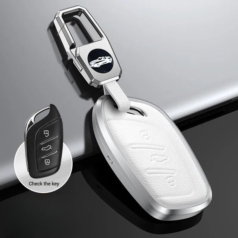 Load image into Gallery viewer, Roewe Aluminum Alloy Leather  Car Key Case For RX3, RX8, ERX5, RX5, i6, i5
