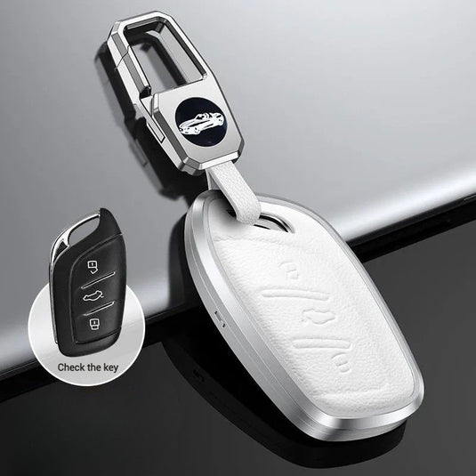 Roewe Aluminum Alloy Leather  Car Key Case For RX3, RX8, ERX5, RX5, i6, i5