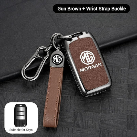 MG Zinc Alloy + PU Leather Car Key Fob Case Cover For MG3, MG5, MG6, MG7, ZST, ZS, GS, MG ONE, MG4 EV