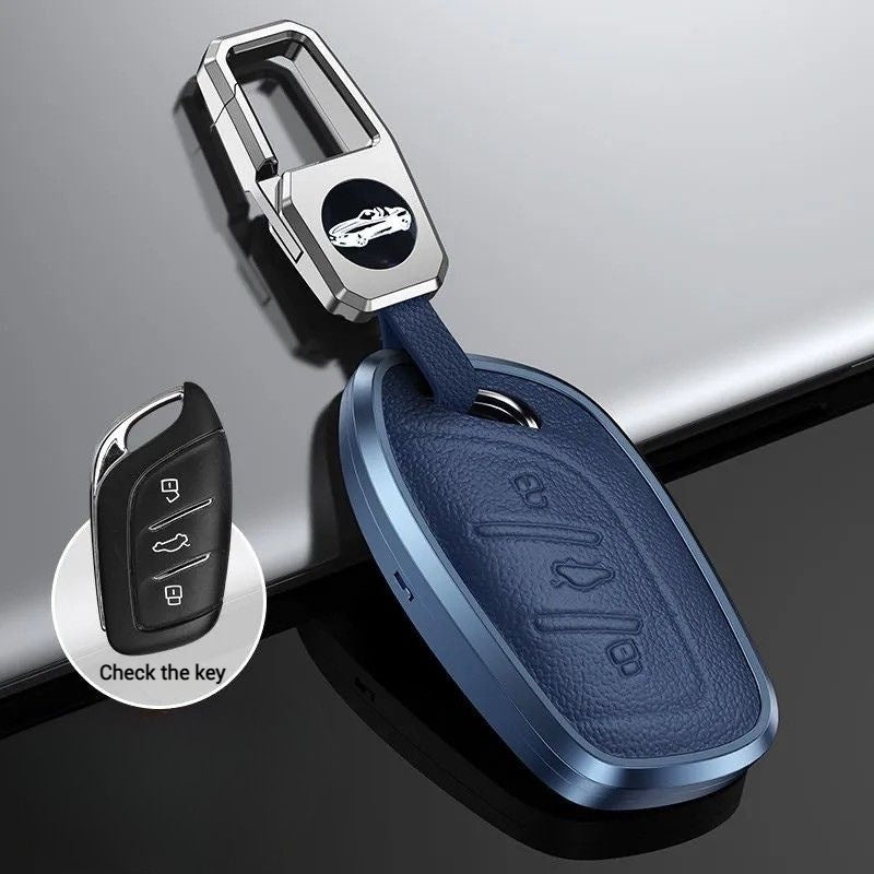 Load image into Gallery viewer, Roewe Aluminum Alloy Leather  Car Key Case For RX3, RX8, ERX5, RX5, i6, i5
