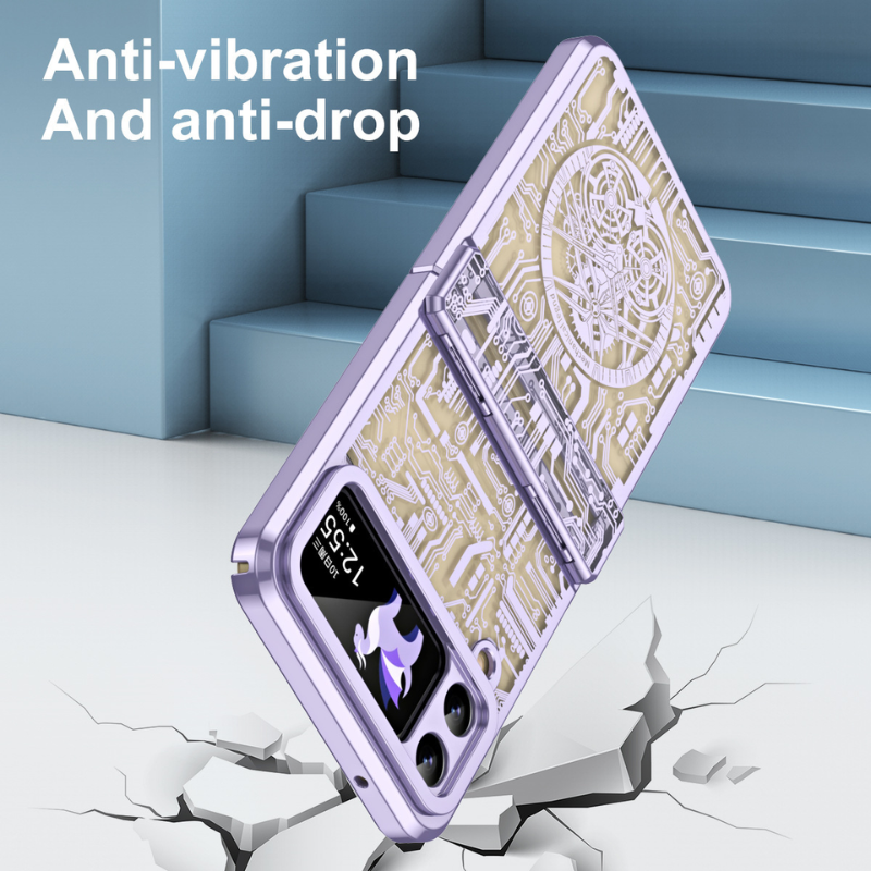 Samsung Galaxy Z Flip 6 SM-F741 Mechanical Electroplated Flat Hinge Shockproof Fashion-Forward Series Case - i-Station Mobile Phone & Electronic Device Repair and Accessories