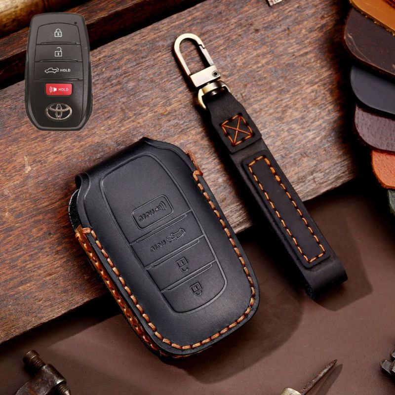 Load image into Gallery viewer, Toyota Handcrafted Genuine Leather Car Key Fob Protective Case Cover For Highlander, RAV4, Camry, Sienna, Tacoma, 4Runner, Tundra, Sequoia, Land Cruiser
