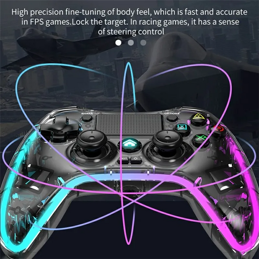 Nintendo Switch PS4 Game Consoles P05 Transparent Wireless Controller Bluetooth Handle Portable Gamepad with RGB Lights - Polar Tech Australia