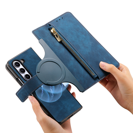 [With Card Slot] Samsung Galaxy Z Fold7 - Multi-functional Leather Wallet Case With Magnetic Flip Cover