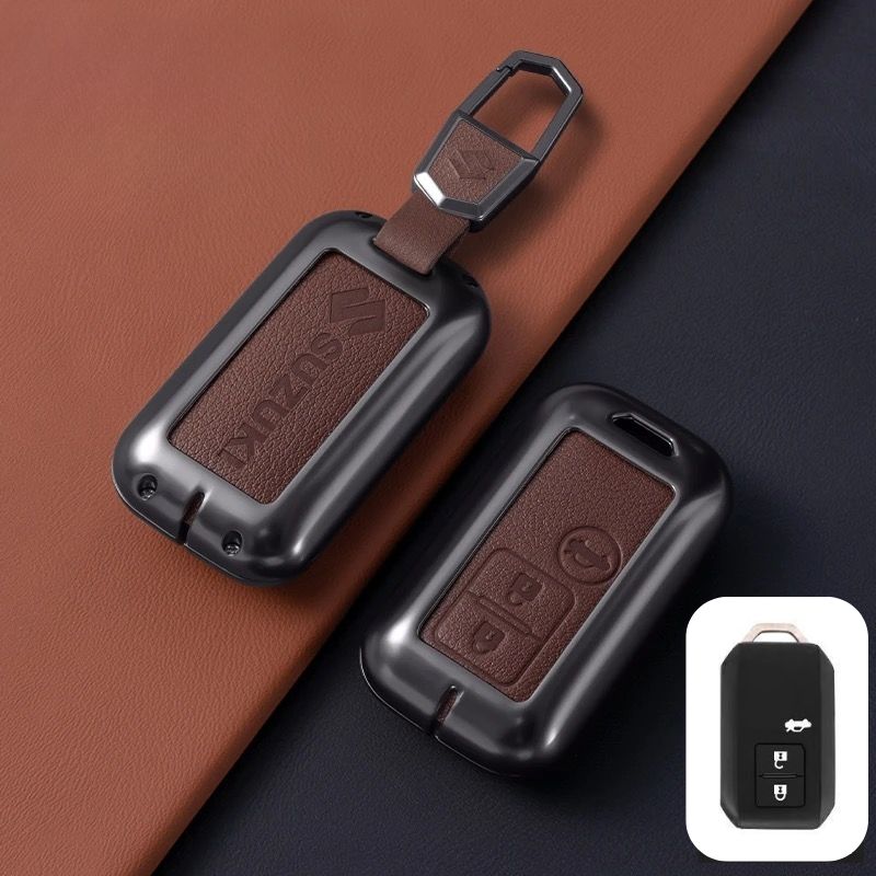 Load image into Gallery viewer, Suzuki Zinc Alloy Geuine Leather Car Key Fob Case Cover For Swift, Vitara, Baleno, Ciaz, SX4,  S-Cross, Jimny, Baleno, Ertiga
