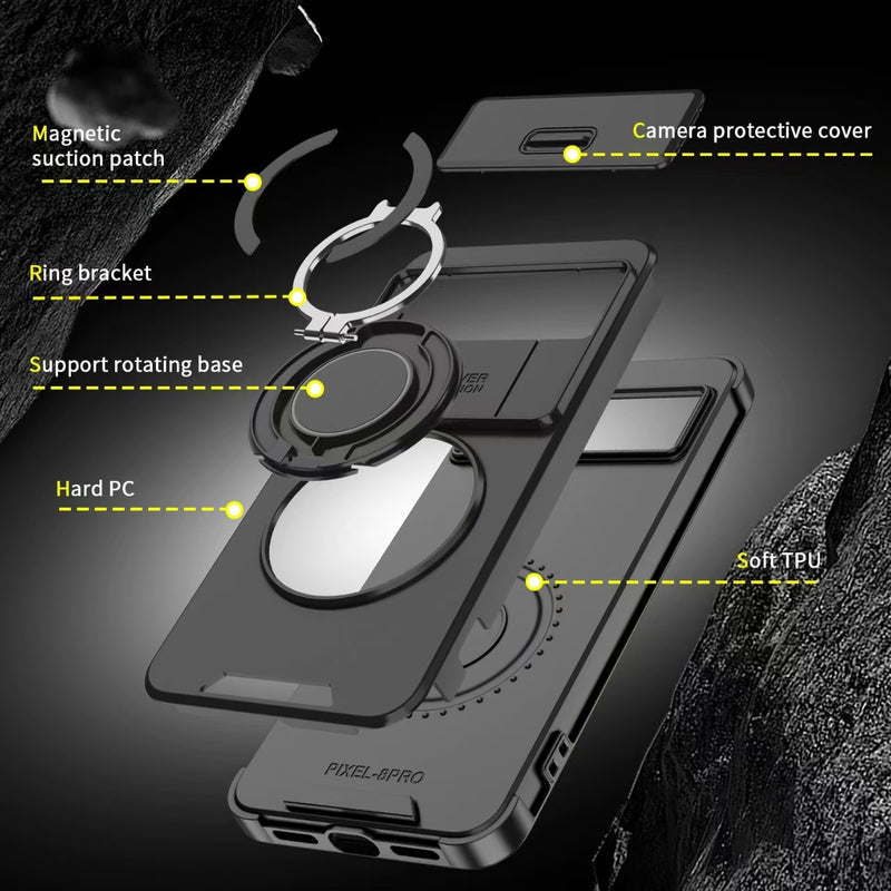 Load image into Gallery viewer, [Built-in Ring Bracket][With Lens Slide Cover] Google Pixel 8 Pro/A Shockproof Heavy Duty Series Case
