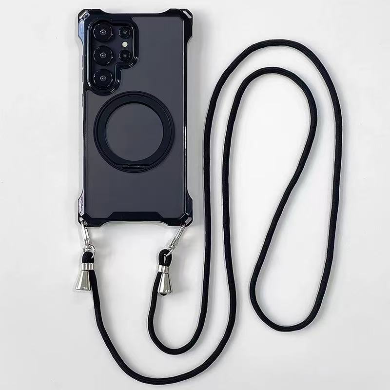 Load image into Gallery viewer, [Four-corner Cutouts] Samsung Galaxy A56 - 360° Rotatable Stand TPU Phone Case With Lanyard
