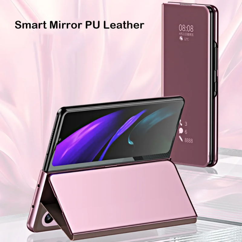 Load image into Gallery viewer, Samsung Galaxy Z Fold 6 SM-F956 PU Leather Visible Mirror Flip Shockproof Essentials Series Case
