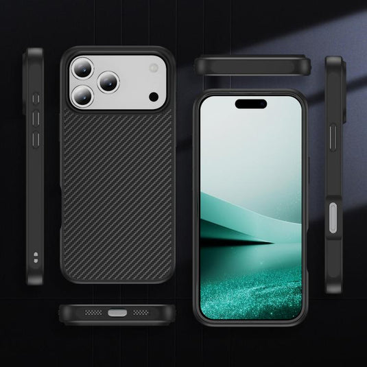 iPhone 17/Air/Pro/Pro Max Kevlar Carbon Fiber Texture Shockproof Heavy Duty Case with Hidden MagSafe Magnetic