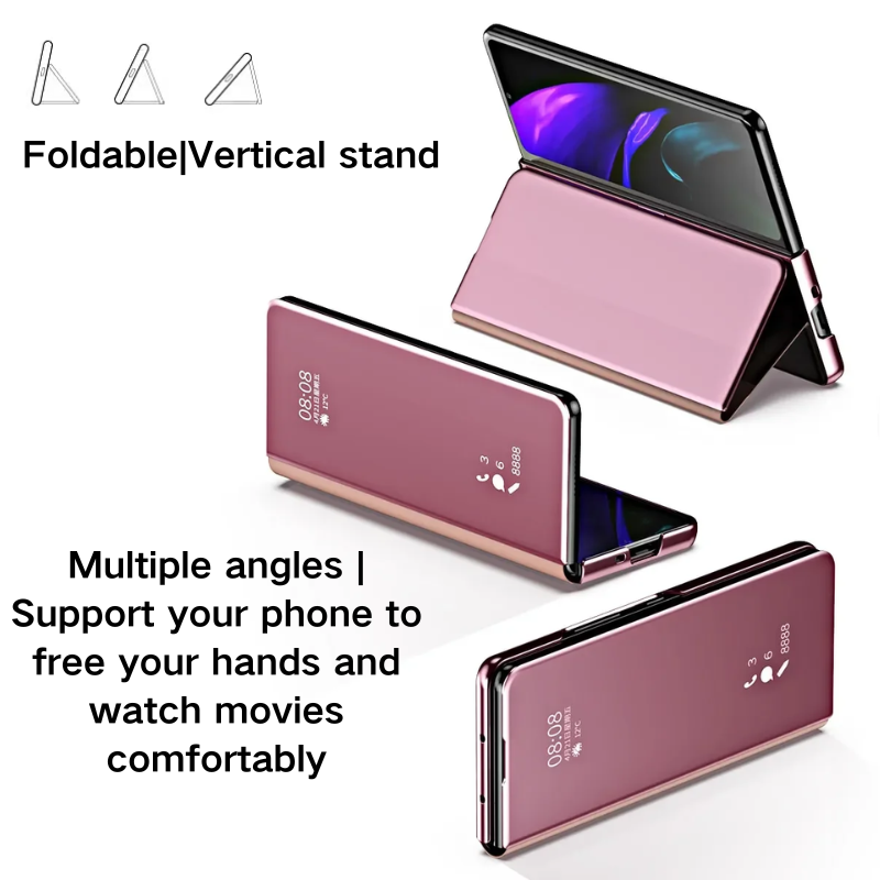 Load image into Gallery viewer, Samsung Galaxy Z Fold 6 SM-F956 PU Leather Visible Mirror Flip Shockproof Essentials Series Case
