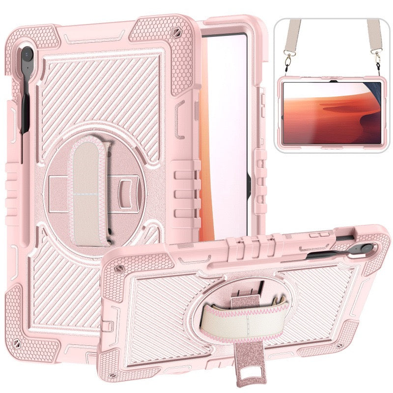 Load image into Gallery viewer, [Built-in Stand] Samsung Galaxy Tab S10 FE Plus (2025) 13.1&quot; - 360 Degree Rotating Shockproof Protection Case With Hand &amp; Shoulder Strap
