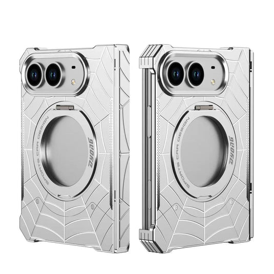 Apple iPhone Duo Frameless Mecha Metal Spiderman Rotating Magnetic Stand Case
