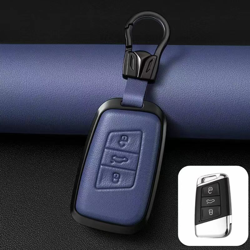 Load image into Gallery viewer, Volkswagen Zinc Alloy + PU Leather Car Key Fob Case Cover For Golf 7, Golf 8, Tiguan, Jetta, Passat, Lamando L, ID.3, ID.4,  ID.5, ID.6
