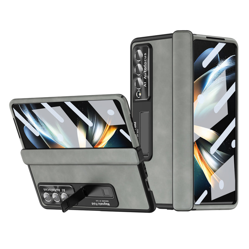 Load image into Gallery viewer, Samsung Galaxy Z Fold 4 SM-F936 Dual-hinge Full-cover Protection Genuine Leather Series Case
