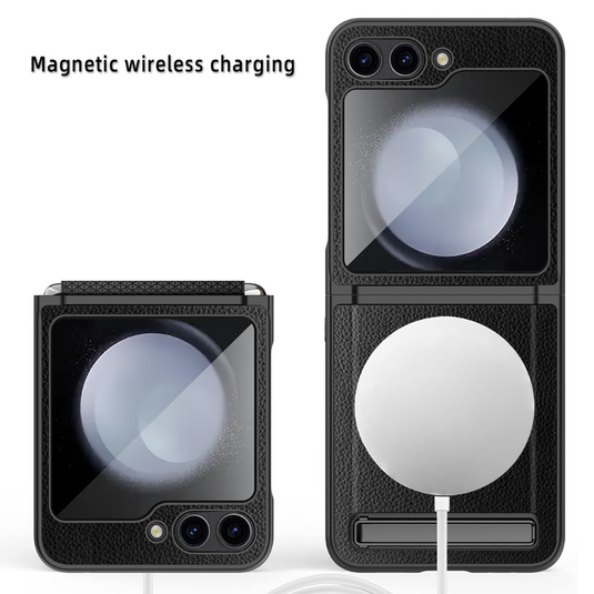 [Magsafe Compatible][Built-in Stand] Samsung Galaxy Z Flip 3 SM-F711 Wireless Charging Leather Full-cover Shockproof Essentials Series Case