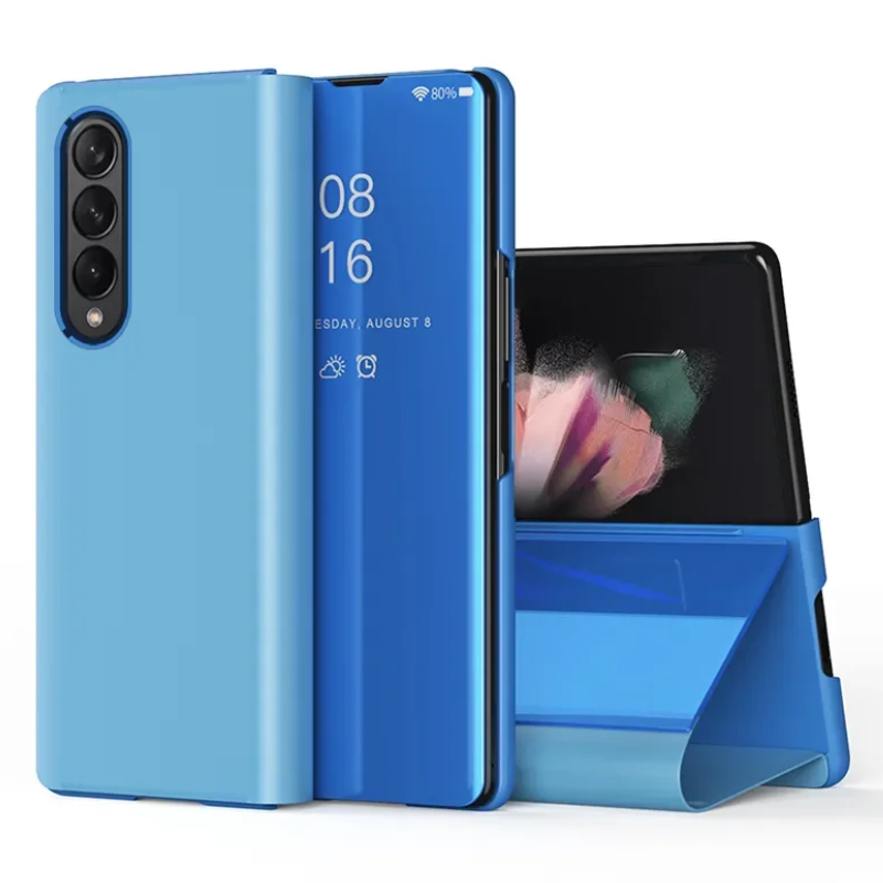 Load image into Gallery viewer, Samsung Galaxy Z Fold 6 SM-F956 PU Leather Visible Mirror Flip Shockproof Essentials Series Case
