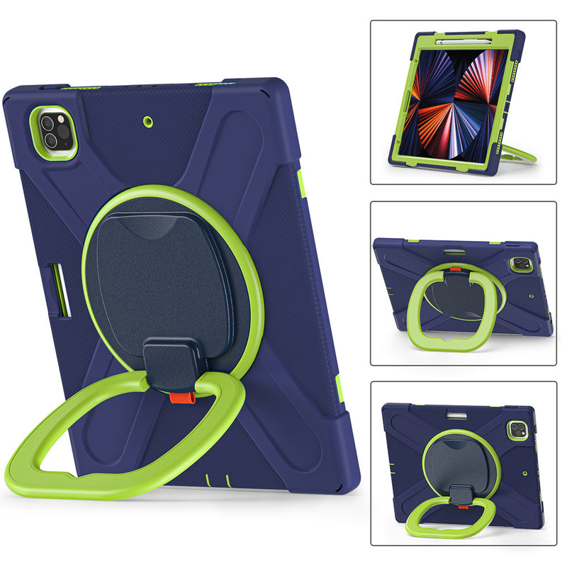 Load image into Gallery viewer, [With Shoulder Strap] Apple iPad Pro 12.9" 3rd/4th/5th/6th Gen 360 Degree Rotation Heavy Duty EVA Kid Friendly Ring Holder Stand Case
