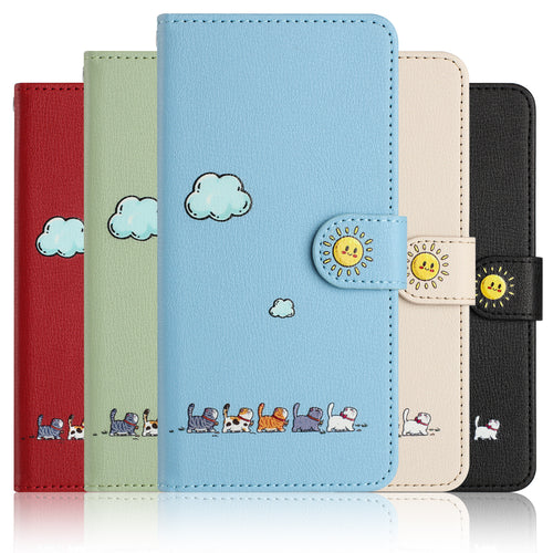 [With Card Slot] Apple iPhone 13/Mini/Pro/Pro Max Cartoon Flip Genuine Leather Series Case