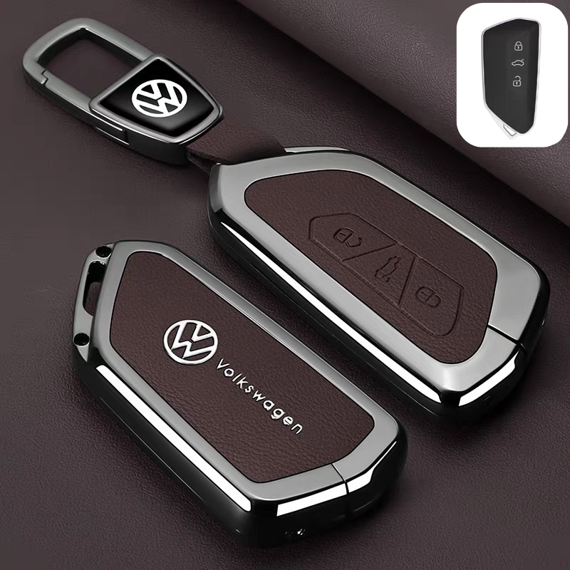 Load image into Gallery viewer, Volkswagen Premium Leather Protection Car Key Fob Case Cover For Lavida, Polo, Lamando L, Passat, ID.3, T-Cross, ID.4 X, Tiguan X

