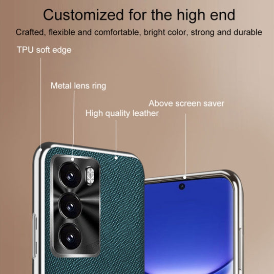 OPPO Reno12/Pro - Silver Edge Cross Texture PU Leather Phone Case