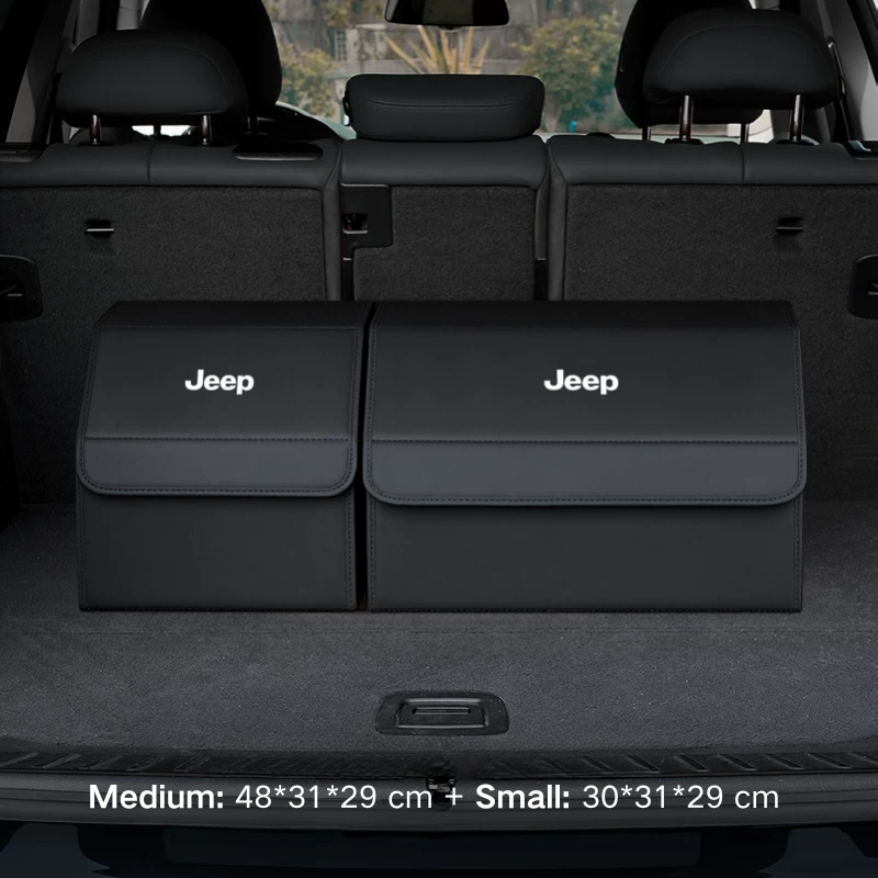Load image into Gallery viewer, Jeep Microfiber Leather Car Trunk Storage Box for Cherokee, Renegade, Compass, Grand Cherokee, Wrangler, Gladiator
