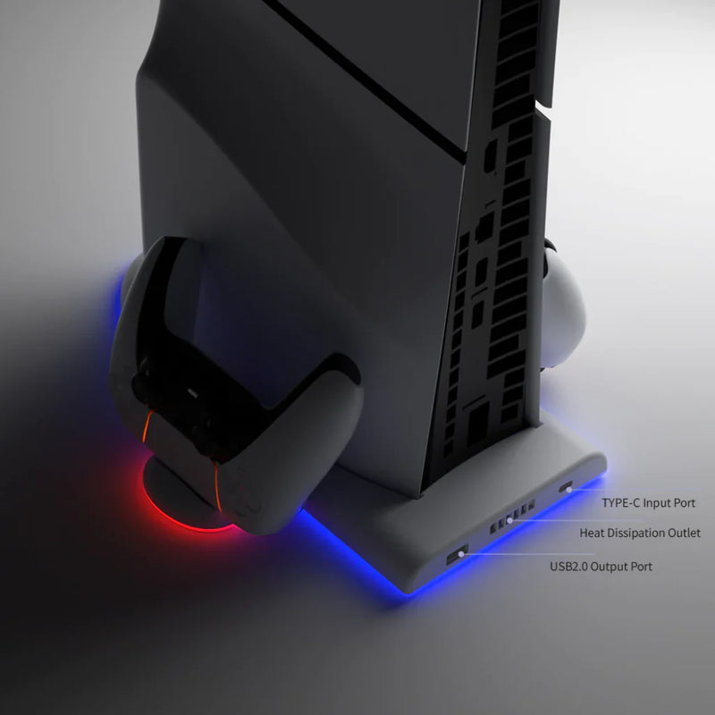 Load image into Gallery viewer, PlayStation 5/PS5 -  Charging Dock Station Cooling Stand with RGB Light &amp; DualSense Controller Charging Slot - Polar Tech Australia
