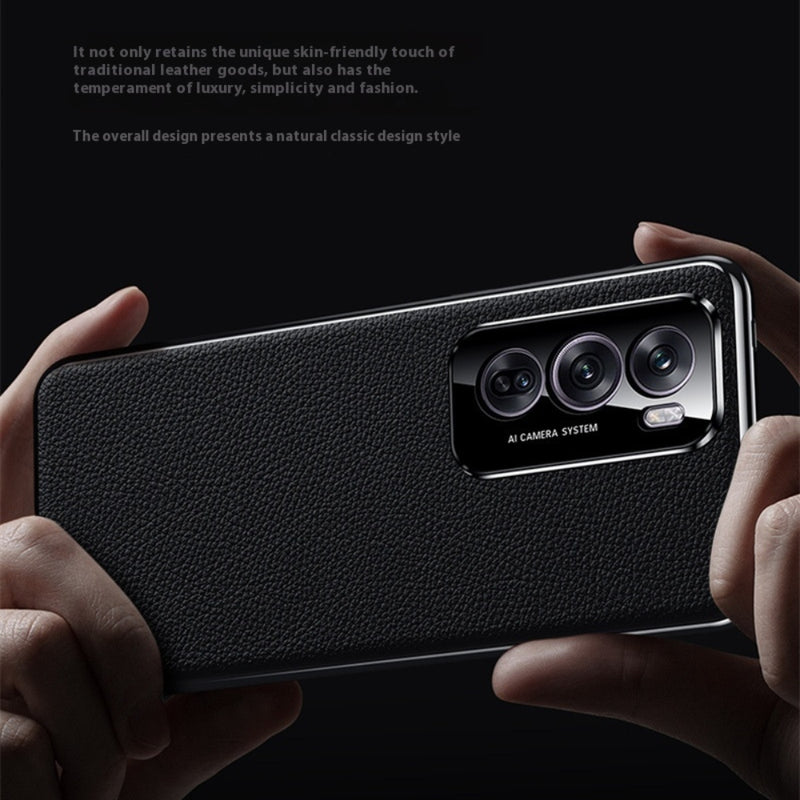 Load image into Gallery viewer, OPPO Reno12/Pro - Electroplated Full Cover Genuine Leather Business Phone Case
