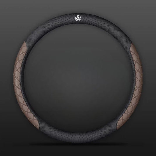 Volkswagen PU Leather Steering Wheel Cover with Heat-Pressed Embossed Texture For Volkswagen Magotan, Passat, ID.4, Lavida, Golf, CC, Teramont, Tiguan L