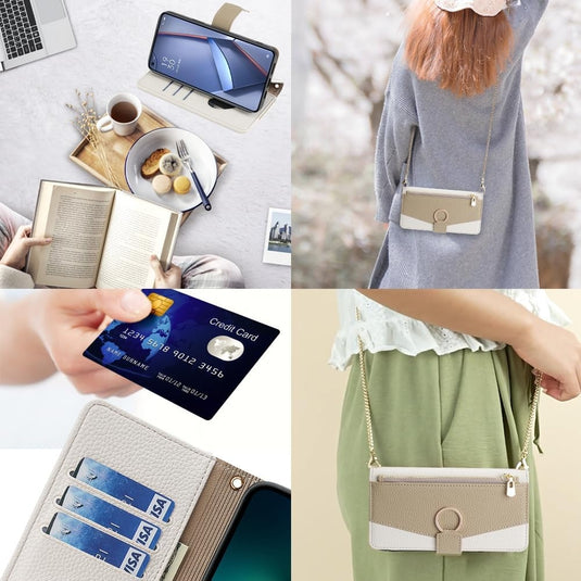 [With Shoulder Strap] OPPO Reno8 5G/Pro - PU leather Crossbody Wallet Style Shockproof Phone Case