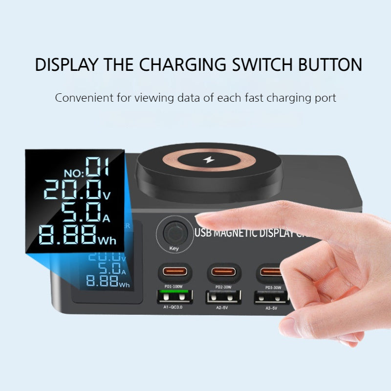 Load image into Gallery viewer, 100W PD Multi-Port Charger with Smart Display &amp; Wireless Charging - i-Station Mobile Phone &amp; Electronic Device Repair and Accessories

