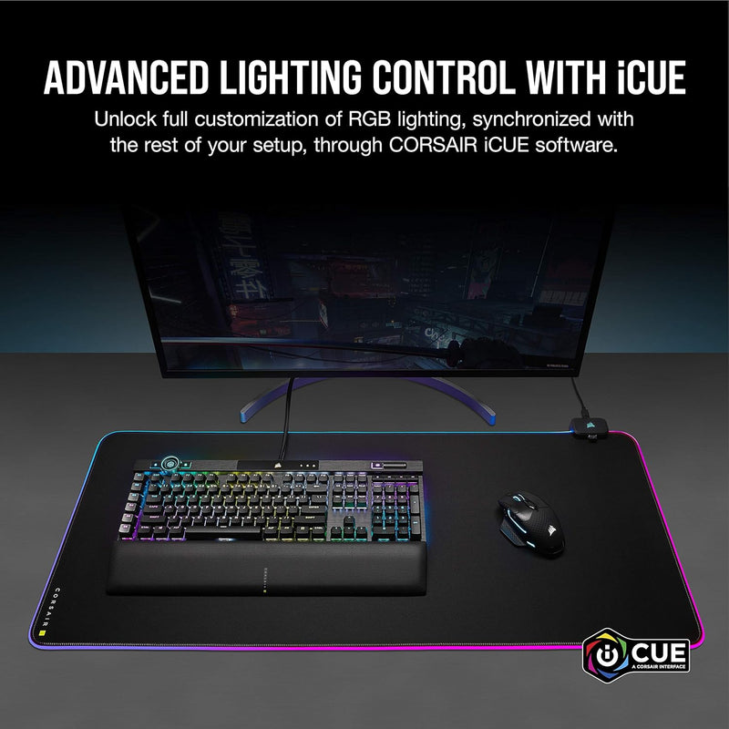 Load image into Gallery viewer, CORSAIR MM700 RGB Extended XL Cloth Gaming Mouse Pad Black CH-9417070-WW
