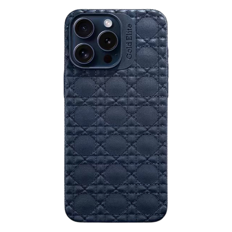 Load image into Gallery viewer, Apple iPhone 14 Pro/Pro Max Rhombic Genuine Leather Anti-drop Essentials Series Case
