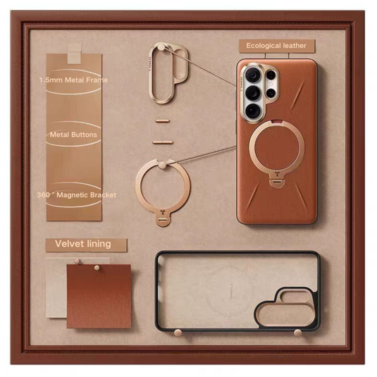 [Magsafe Compatible] Samsung S26 Ultra TORRAS Leather Shockproof Stand Case