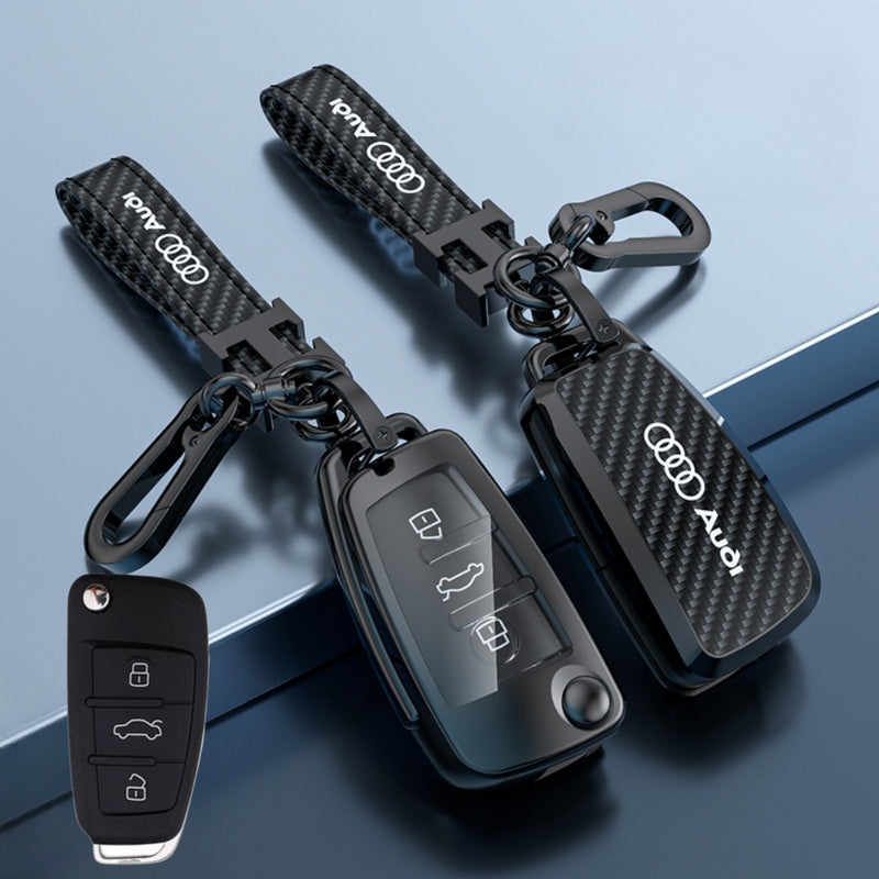 Load image into Gallery viewer, Audi Zinc Alloy + Carbon Fiber Texture Car Key Case For A3, A4, A5, A6, Q2, Q3, Q5, Q7, Q8, e-tron
