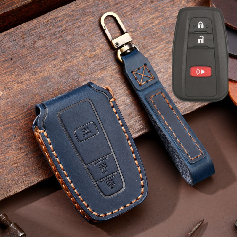 Load image into Gallery viewer, Toyota Handcrafted Genuine Leather Car Key Protective Case For Camry, C-HR, Corolla, RAV4, Avalon, Land Cruiser, Prado, Prius
